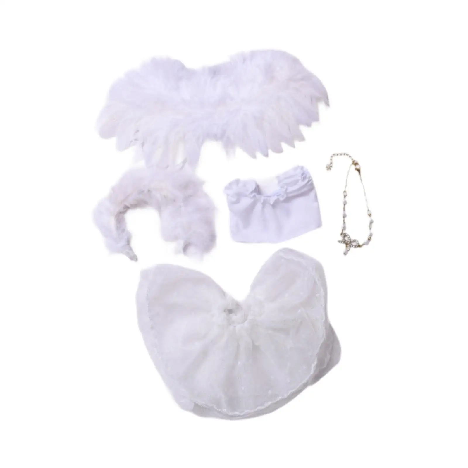 Dolls Angel Wing Lace Set Outfits Accessory Miniature Clothes Costume for 15-17cm Dolls Girl Dolls Thanksgiving Gifts