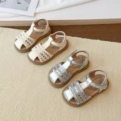 Sandalias de verano para niñas, zapatos de princesa calados, cómodos, de suela blanda, antideslizantes, zapatos de playa para niños, sandalias infantiles