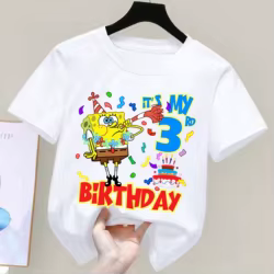 Camiseta manga corta Bob Esponja blanca para niño y niña
