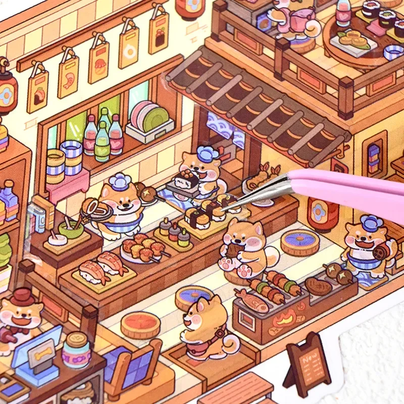 Pegatina de paisaje casero de dibujos animados 2.5D, escena de cabina, pegatina de juego DIY, regalo de cumpleaños para Festival para estudiantes - imagen 4