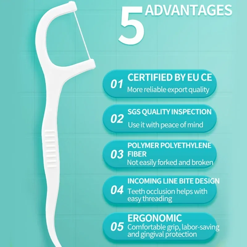 Barra de hilo portátil ultrafina, juego para el hogar, palillos de dientes de 50/100/200 Uds., hilo dental portátil y desechable, cuidado bucal, limpieza profunda - imagen 4