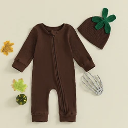 VISgogo mameluco acanalado de Halloween para bebés con cremallera