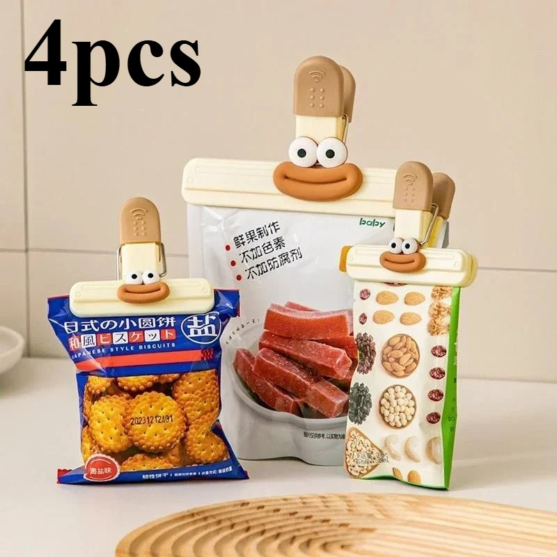 Clip de sellado creativo para bolsa facial, herramientas de cocina, Clip pequeño decorativo para refrigerador, almacenamiento de bolsas de plástico para alimentos, 4 Uds.