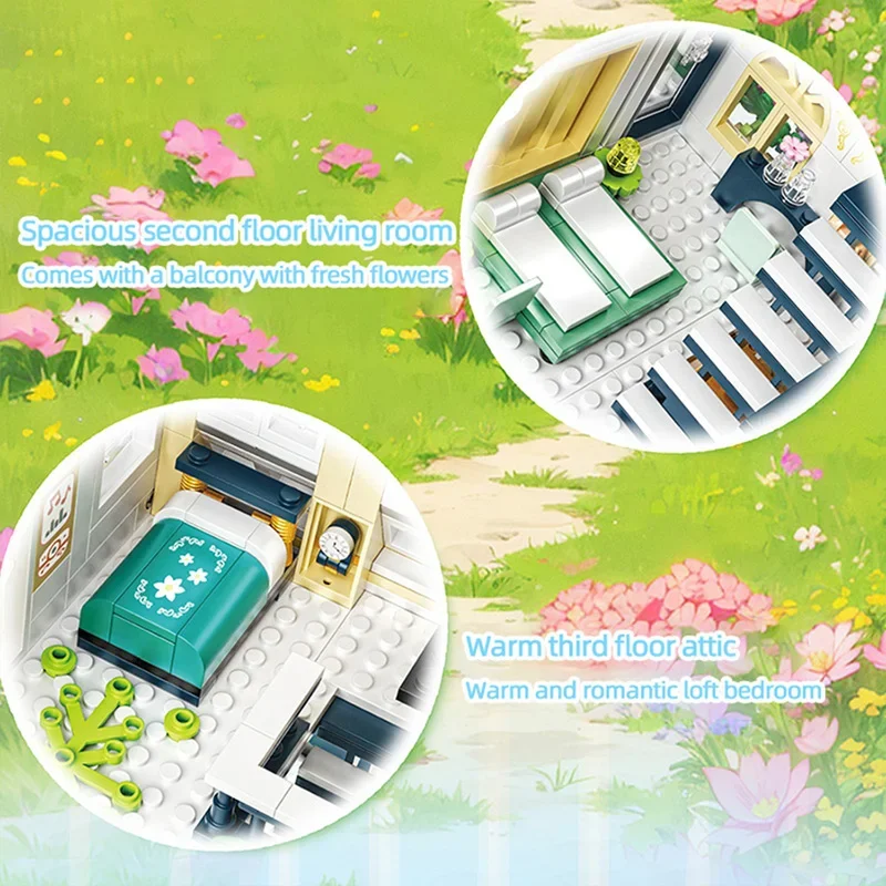 998 Uds. Casa de flores de ciudad, bloques de construcción, planta creativa, Villa, modelo de ladrillos, decoración de escritorio, juguete Diy para niños, regalos de vacaciones - imagen 4