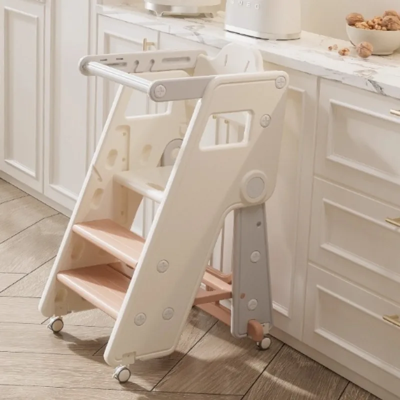 Silla plegable para crecimiento de bebé con mesa y ruedas extraíbles, asiento para comedor y aprendizaje durante 6 meses a 2 años, bandeja extensible, fácil de plegar - imagen 2