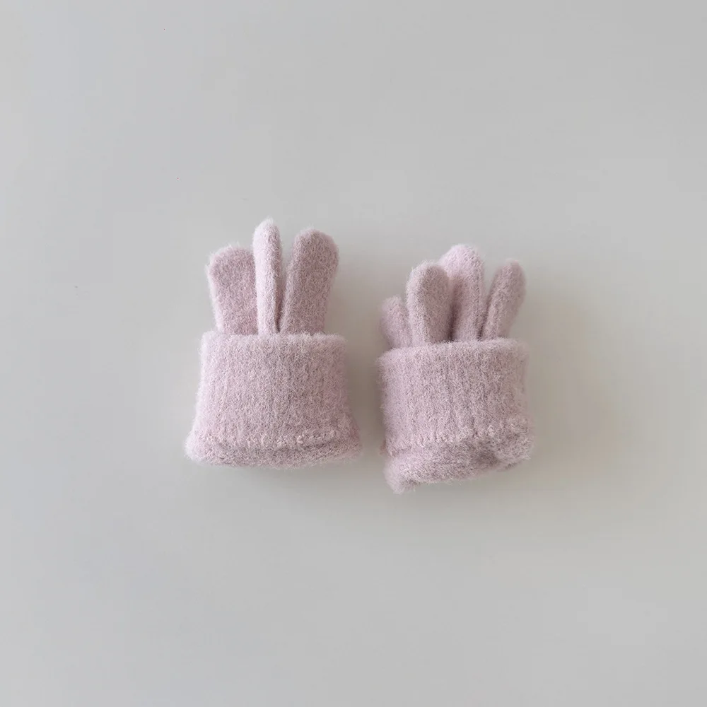 Guantes de invierno cálidos con cinco dedos y lazo para bebés niños - imagen 4