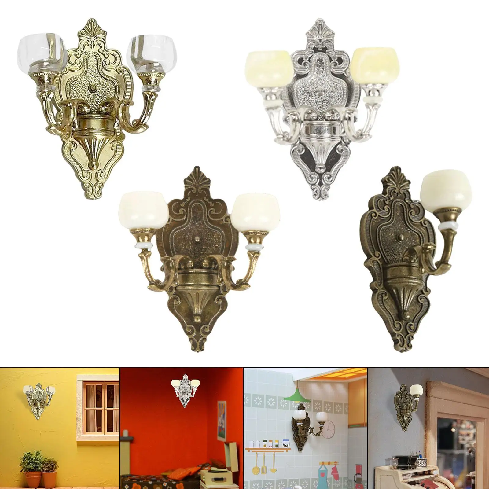 1/12 Scale Miniature Wall Lamp Dollhouse Light Fixture for Living Room Decor