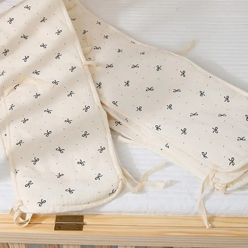 Protectores riel universales para cuna algodón orgánico D7YD, 4 piezas, cubierta protectora riel para bebés y niños - imagen 2