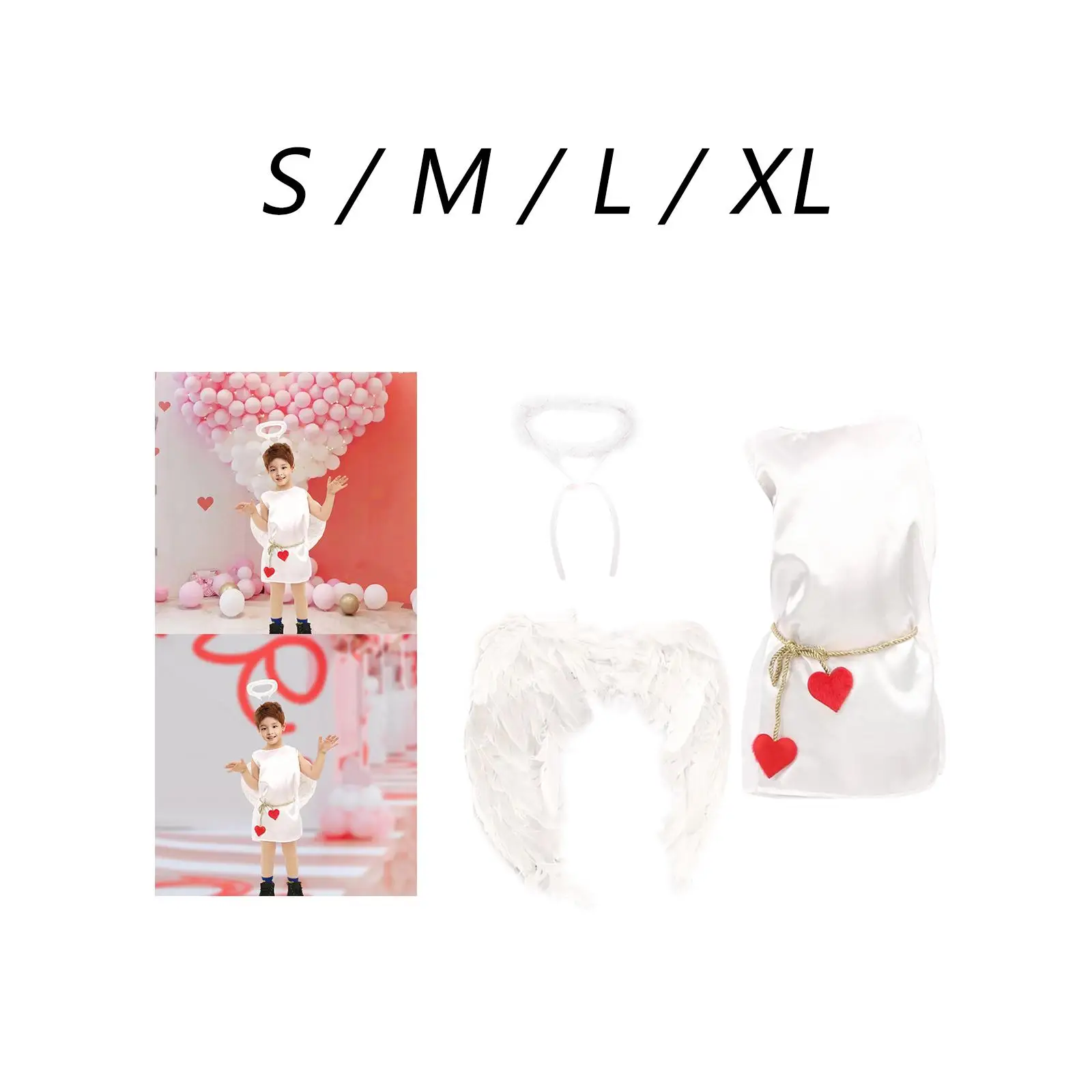3Pcs Angel Wing Costume Birthday Lovely Apparel Child Party Favors Angel Wing Headband Fairy Costume Set Toddler Cupids Costume