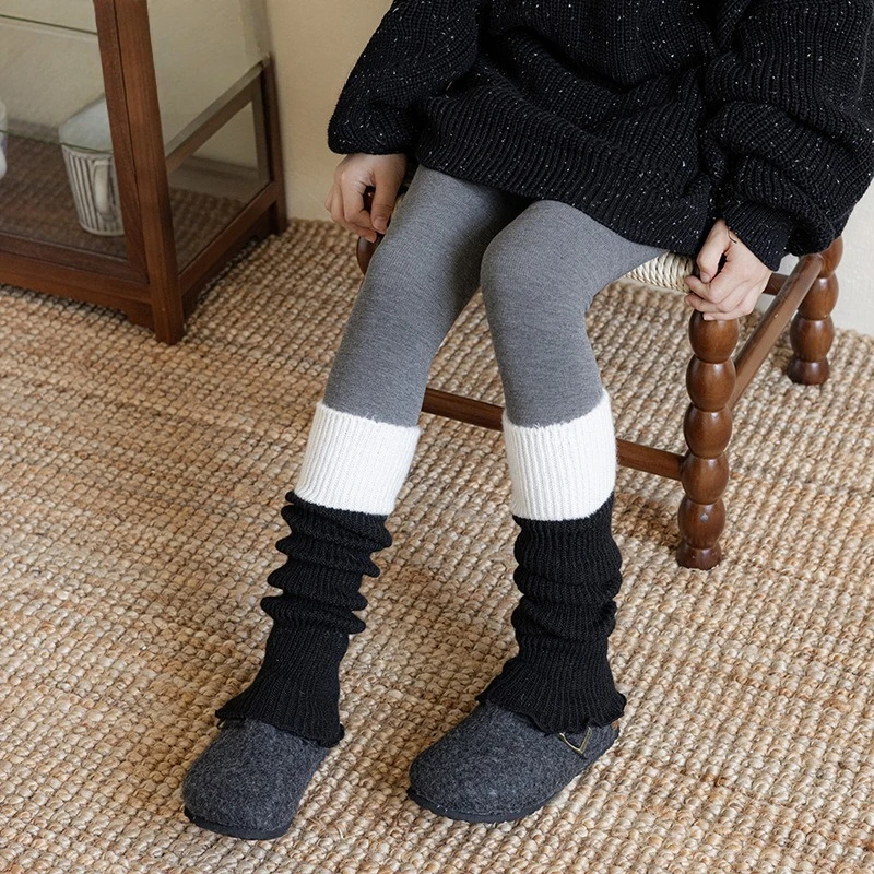 Calentadores de piernas japoneses lisos y dulces para niñas, cubierta de pie tejida, calcetines calentadores de piernas gruesos para otoño e invierno, calentadores de piernas - imagen 3