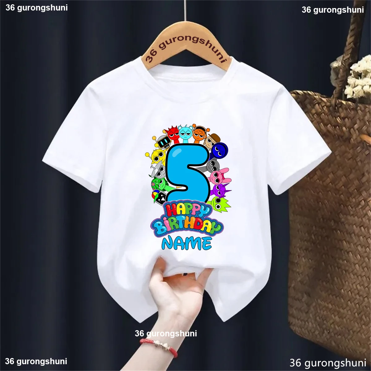 Camiseta personalizada arcoíris cumpleaños Sprunki Kawaii - imagen 3