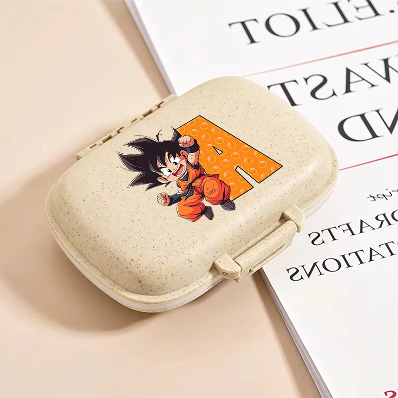 Dragon Ball Goku-funda bonita para pastillas para niños, contenedor de dulces de dibujos animados, caja de medicina portátil para estudiantes, nuevos regalos de cumpleaños para niños