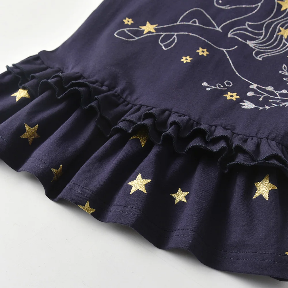 DXTON Vestido princesa de algodón para niñas con unicornio - imagen 5