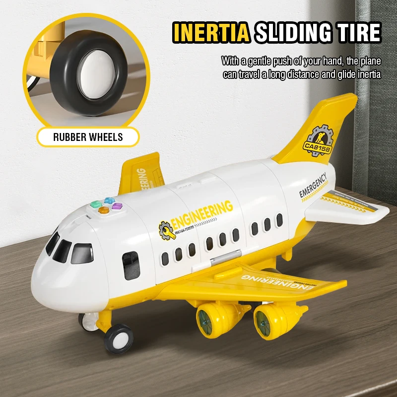 Avión de juguete de inercia deformación, pista de simulación musical, avión de pasajeros de gran tamaño, avión de línea para niños, coche de juguete para niños, regalo de Navidad - imagen 2