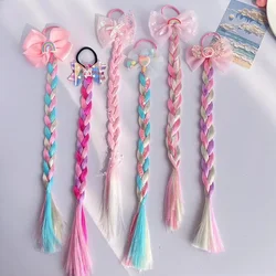 Peluca unicornio color caramelo para niños con lazo de mariposa
