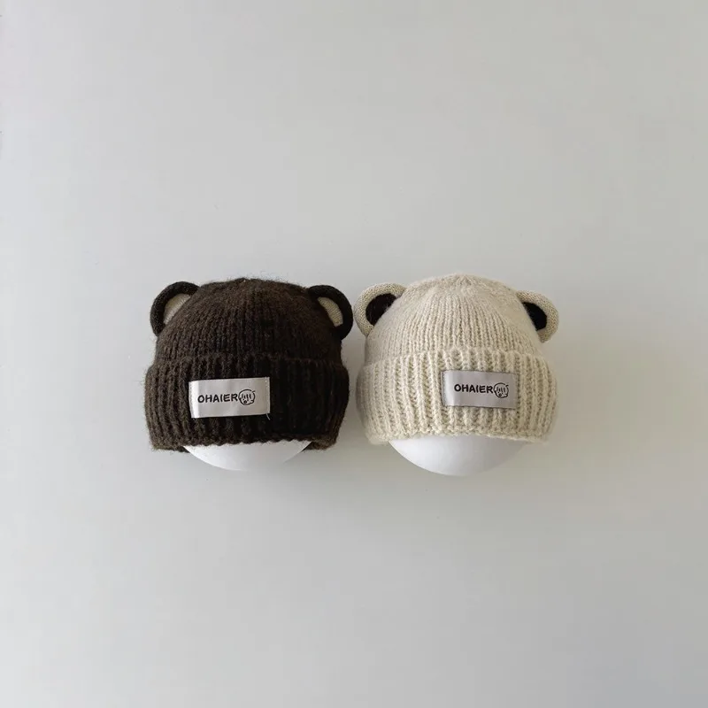 Gorro de invierno infantil con orejas de oso – Punto suave para niños - imagen 4