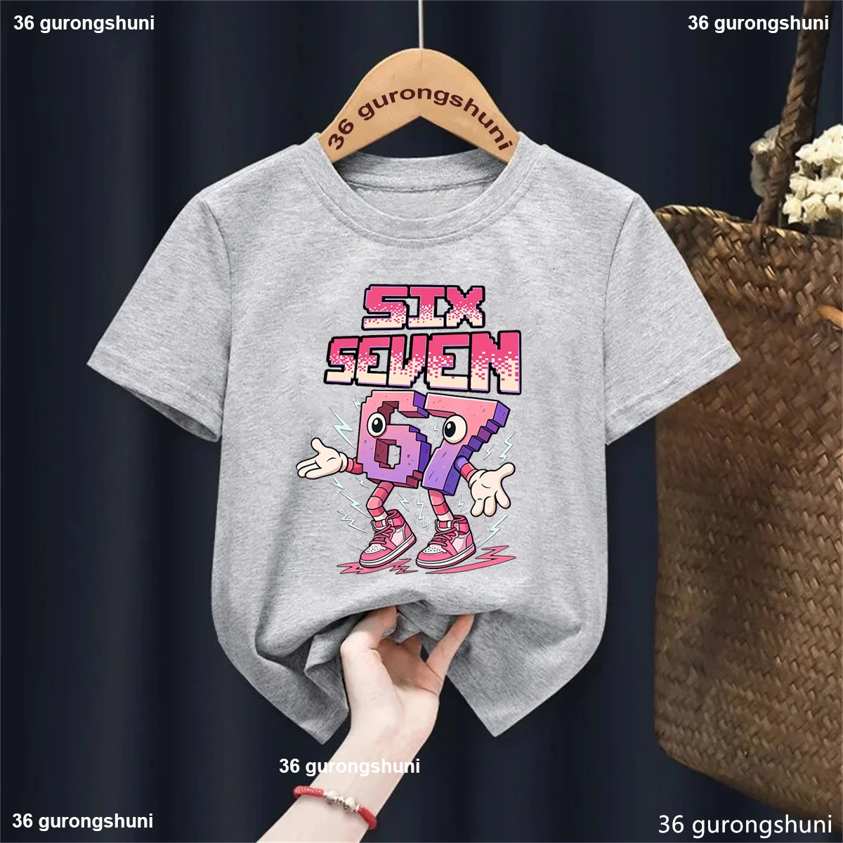 Camiseta con estampado de Brainrot italiano 67 Six Seven Meme, ropa divertida para niñas, camisetas blancas/negras/rosas/rojas/azules de verano - imagen 5