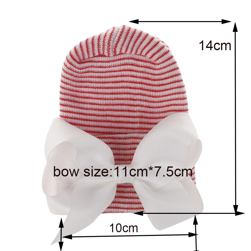 Gorro de punto bonito de Hospital para recién nacidos con lazo, gorros Boknot para niñas, gorro suave con lazo de grogrén para bebés de 0 a 6 meses - imagen 4