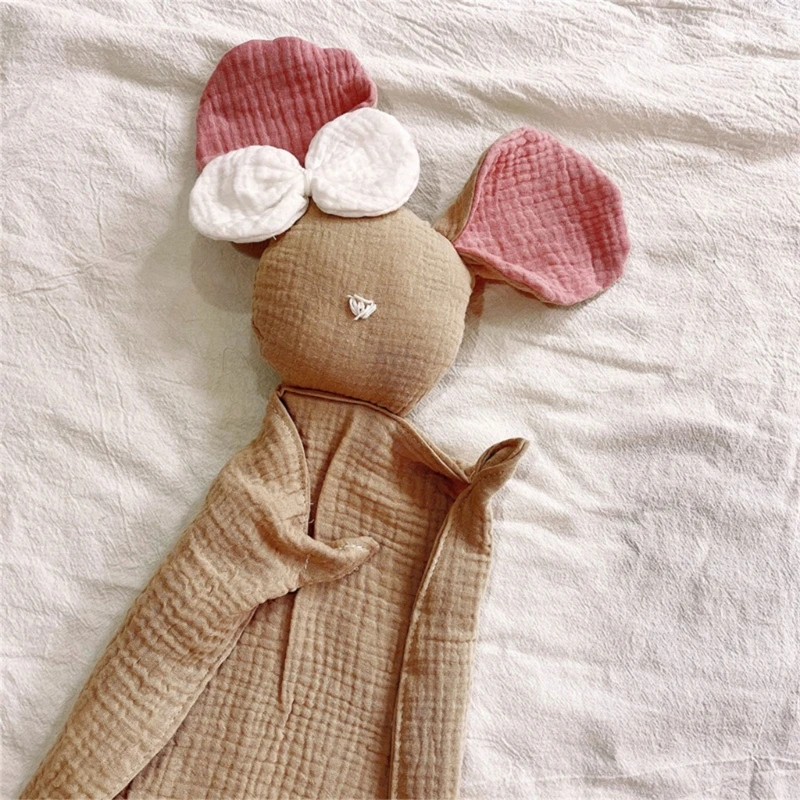 Toalla de muselina de algodón para bebé, bonito muñeco de ratón de peluche, toalla de apaciguar para dormir, manta para la cara, nuevo diseño - imagen 5
