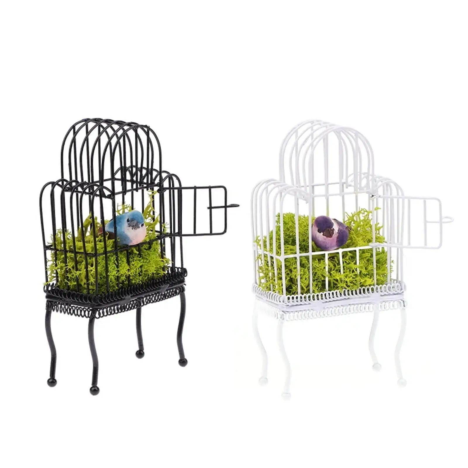 1:12 Scale Dollhouse Bird House Miniature Scenery Props Micro Landscape Metal Birthday Gift Pretend Play Miniature Bird Cage