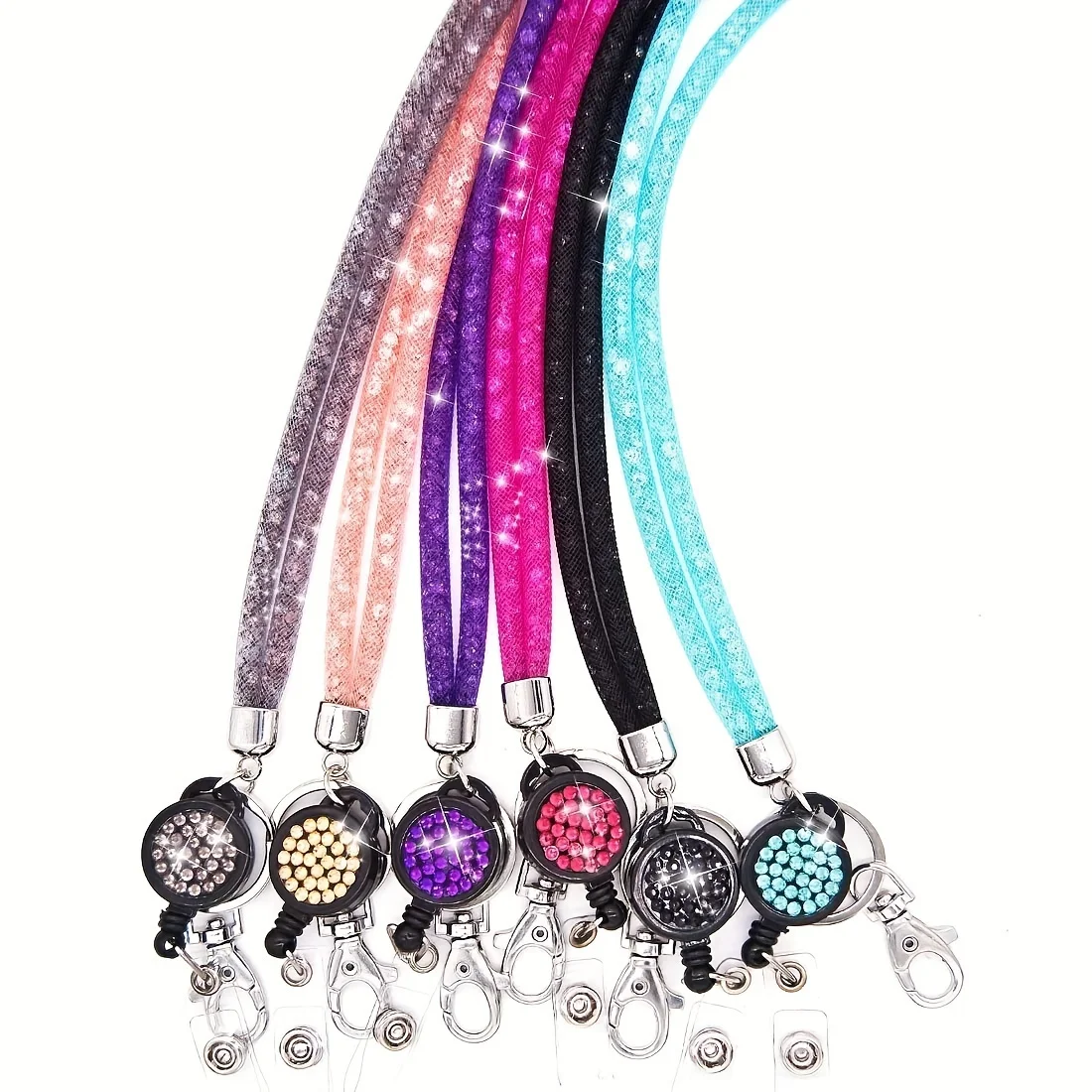 Cordones de cuello brillantes para soporte de teléfono móvil, collar de diamantes de imitación, cordón retráctil para el cuello, cordón para soporte de gafas, 1 ud. - imagen 2
