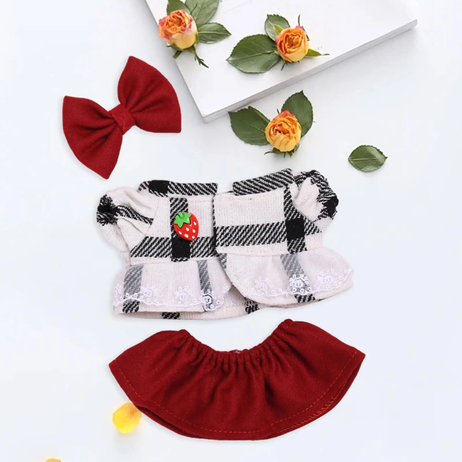 Plush Doll Top and Skirt Doll Clothes Clothing for Kids Birthday Gift Educational Costumes Dress up for 7.87inch Doll