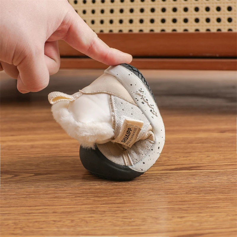 Otoño Invierno, botas de nieve para bebés y niñas, zapatos de felpa impermeables a prueba de viento para exteriores, botas antideslizantes de suela suave para niños pequeños - imagen 5