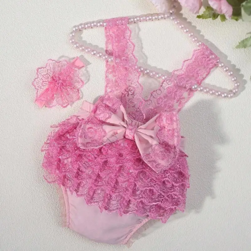 XXFE Vestido de encaje para bebé niña - Sesión de fotos en estudio - imagen 5