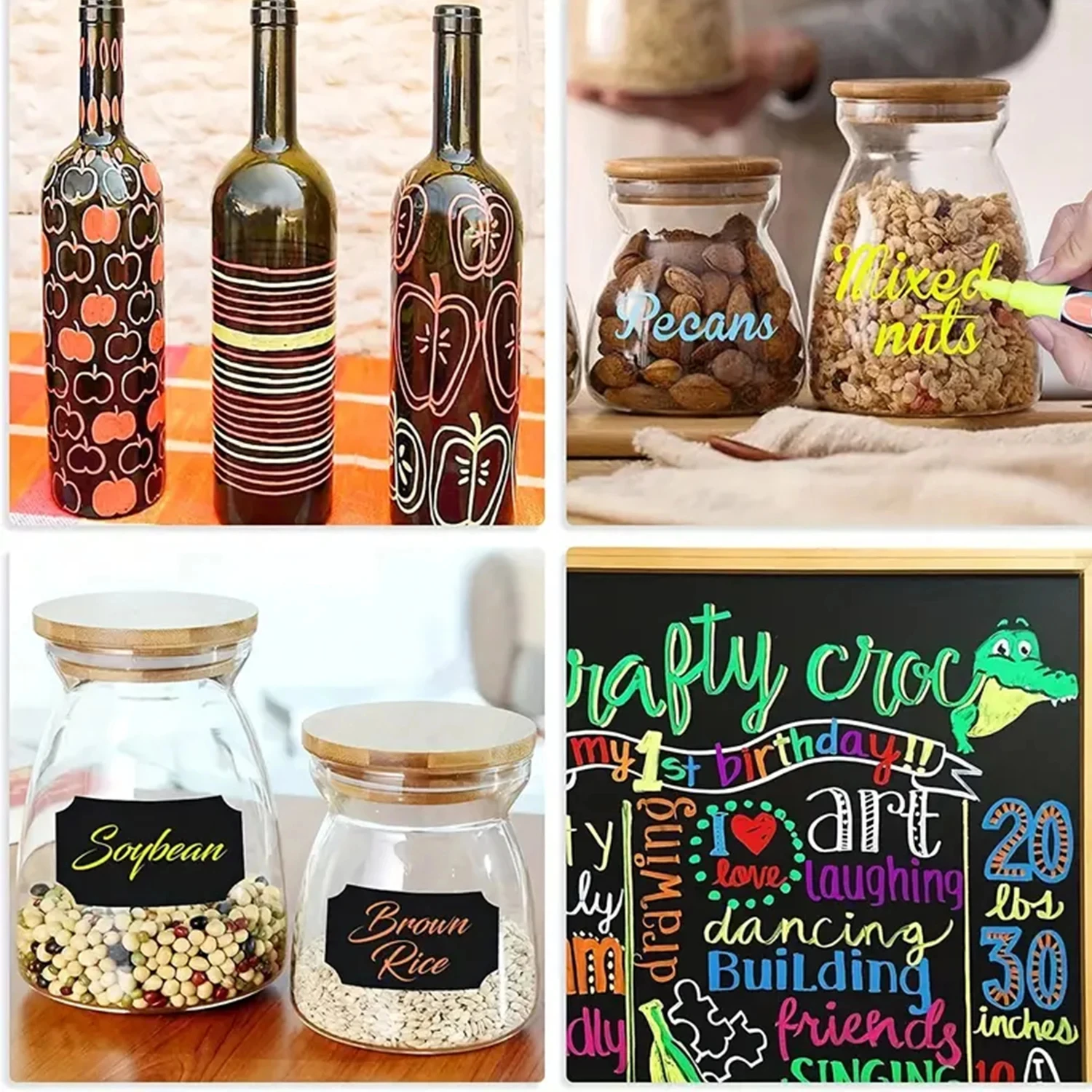 8 unids/set rotuladores de tiza líquida resaltadores multicolores borrables tablero de escritura LED arte de ventana de vidrio 8 rotuladores de colores - imagen 2