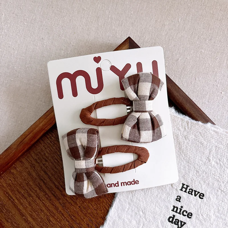 Pinzas para el cabello con lazo coreano para niñas, accesorios para el cabello para otoño e invierno, Clip BB con flequillo de flores de tela, sombreros marrones dulces para niños - imagen 5