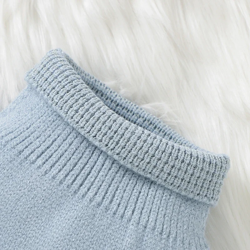 Conjunto bebé 0-9M - suéter tejido y pantalón a rayas; abrigo cálido - imagen 2