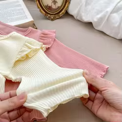Ins Otoño 2025 – Pijama manga larga de algodón acanalado para bebés