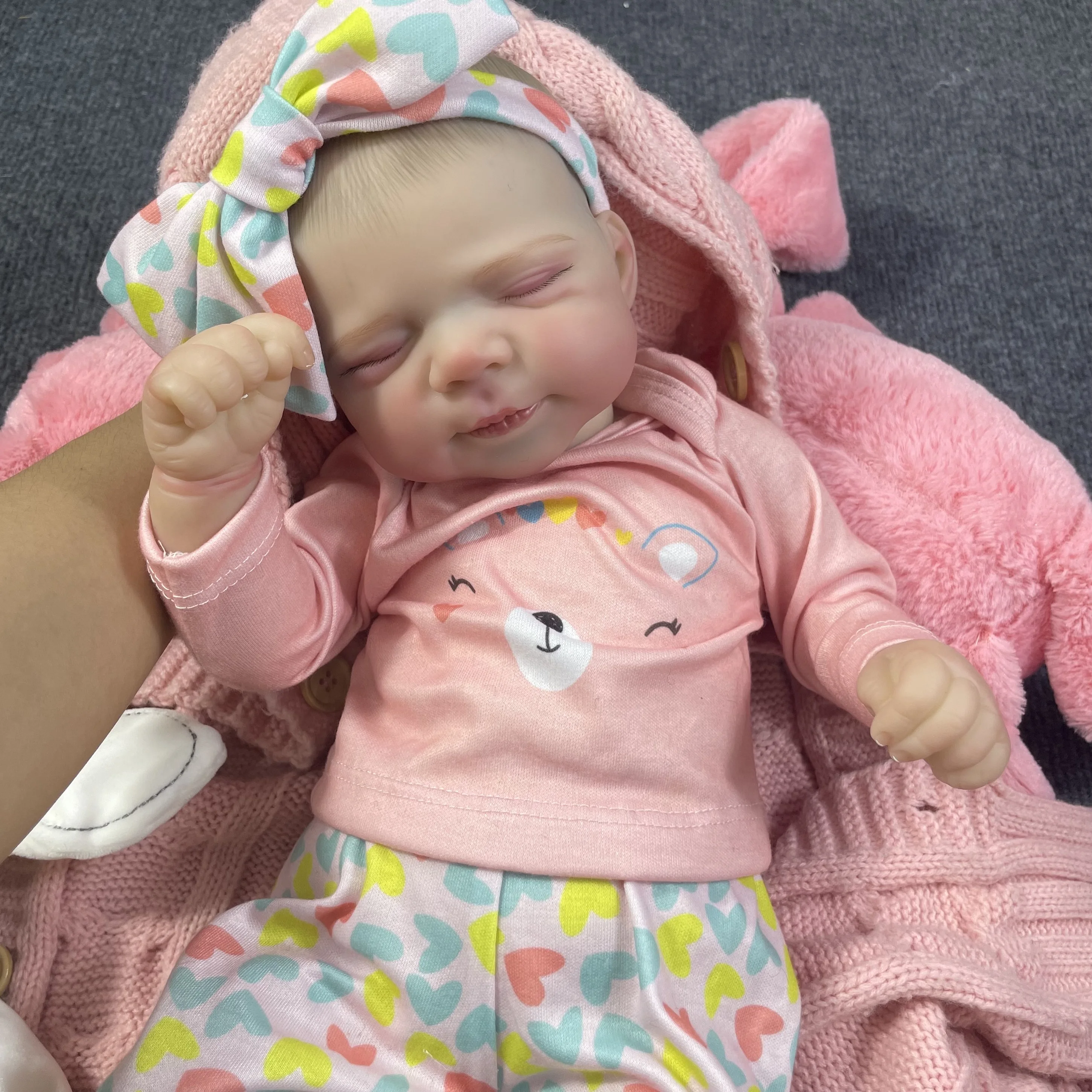 Muñeca bebé Reborn Adorable de 18 pulgadas, muñeca realista para recién nacido, hecha a mano, tono de piel 3D, venas visibles, regalo de Navidad, muñeca de juguete - imagen 5