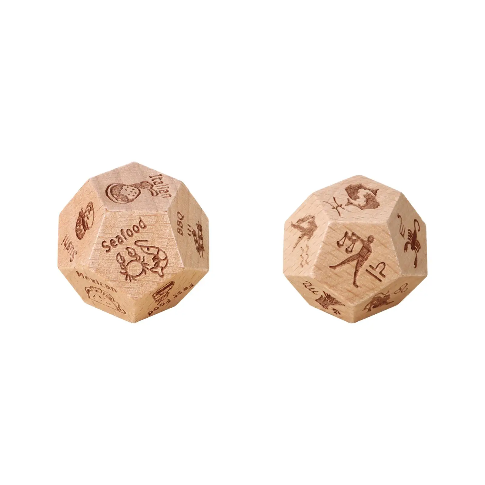 D12 Polyhedral Dice Party Supplies Valentine's Day Gifts Wood for Board Game Table Party Game Card Game Role Playing Game