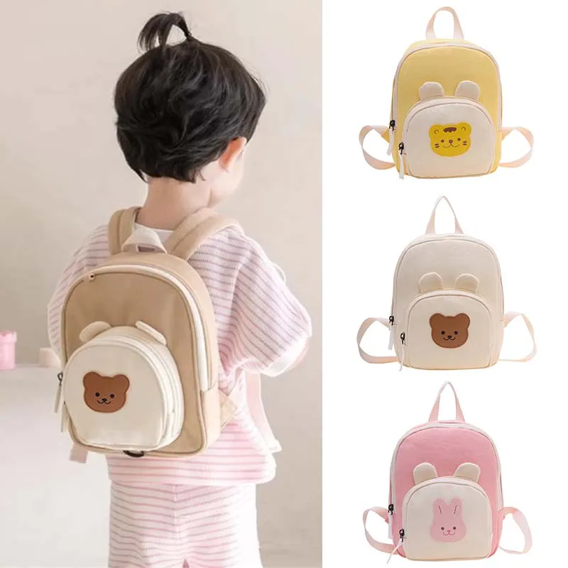 Mochila coreana de lona para niños, bolsos Kawaii para niñas, mochilas escolares para niños de guardería, bolso para niños pequeños con conejito de oso de dibujos animados 2023