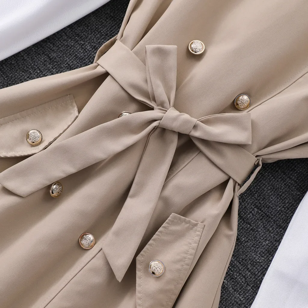 Vestido caqui escolar manga larga para niñas – Retro británico fiestas - imagen 5