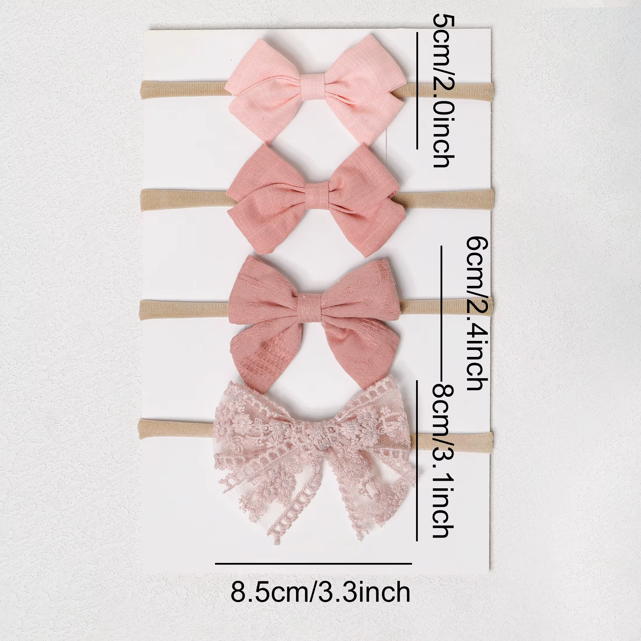 Lazos bordados para pelo de bebé y niñas – Diademas con lazo para coleta - imagen 3