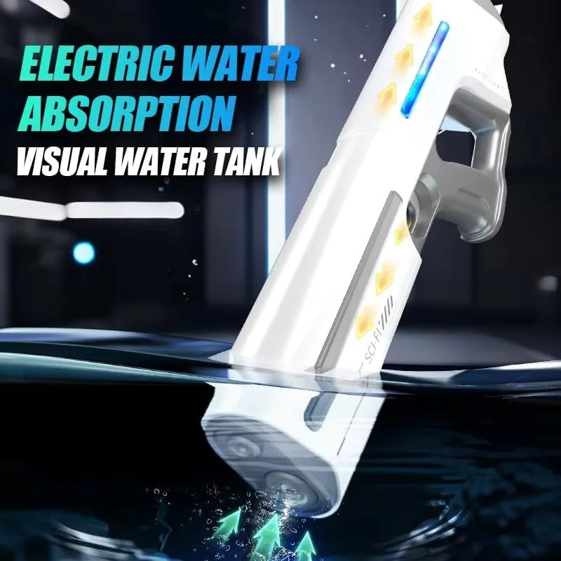 Pistola de agua eléctrica de mano con LED, disparo largo alcance - imagen 4