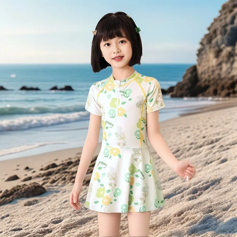 2025 Nuevo traje de baño de una pieza para niñas grandes y niños pequeños: elegante traje de baño con protección UV de secado rápido, perfecto para la playa y la piscina - imagen 2
