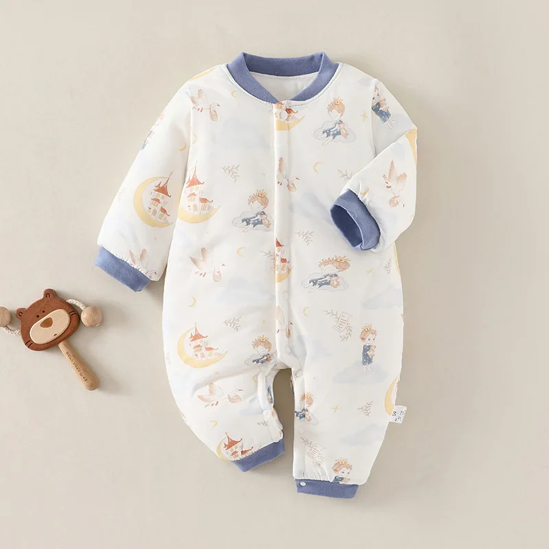 Somenie-mono de bebé con relleno de invierno, mono cálido y grueso, pijamas con estampado bonito para niños y niñas, mono suave y cómodo para recién nacidos