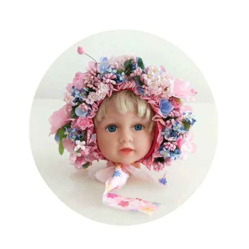 Capó floral mixta para recién nacido – Fotografía bebé estudio - imagen 2