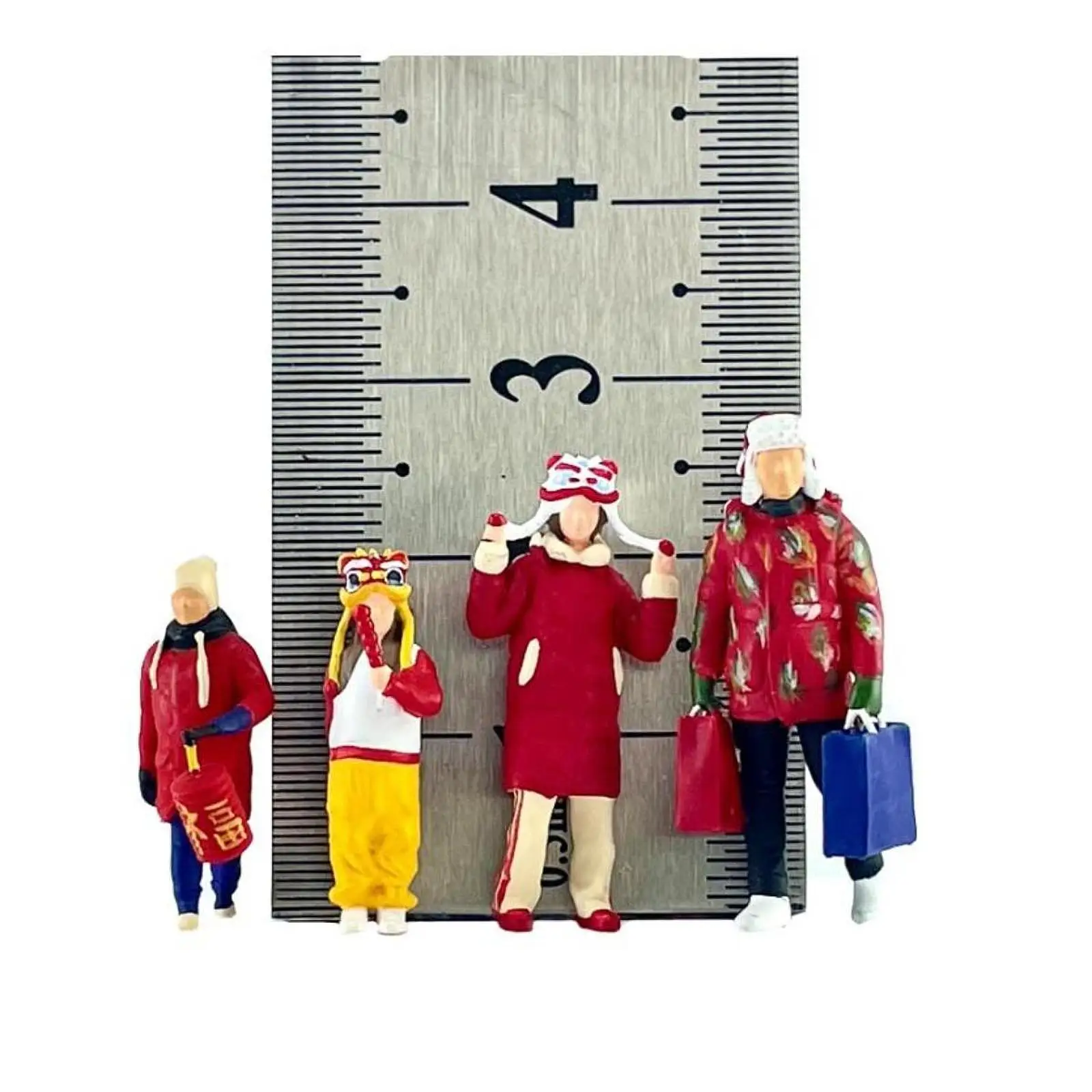 4x 1:64 Scale Diorama Family Figures Creative New Year Characters Miniatures 4x 1:64 Scale Diorama Family Figures Creative New Year Characters Miniatures