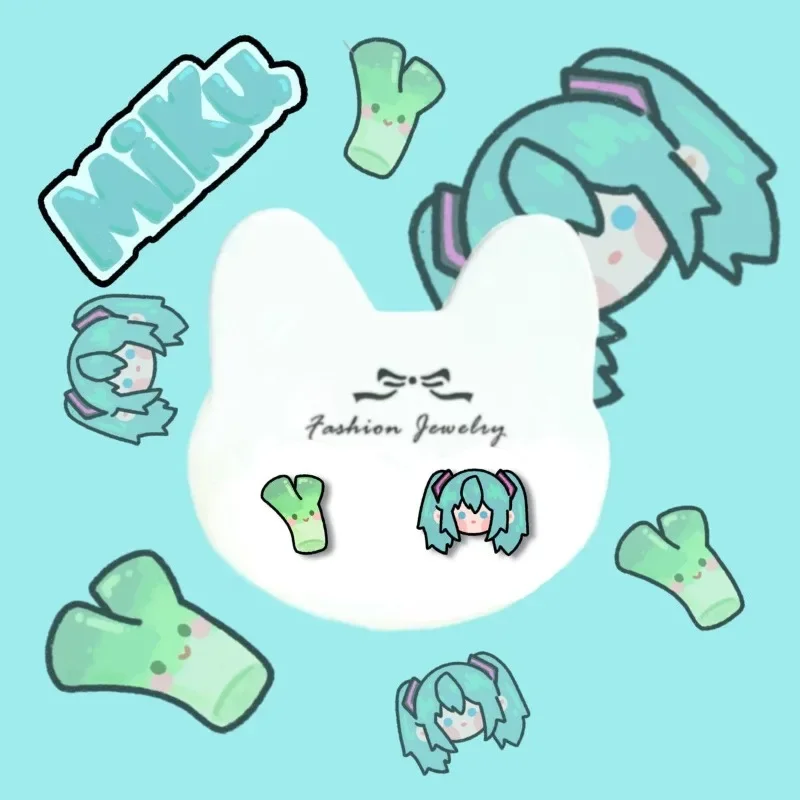 Pendientes pequeños de Anime de Color Metal bonitos de Hatsune Miku para mujeres y niñas, pendientes para fiesta y boda, regalos de joyería - imagen 2
