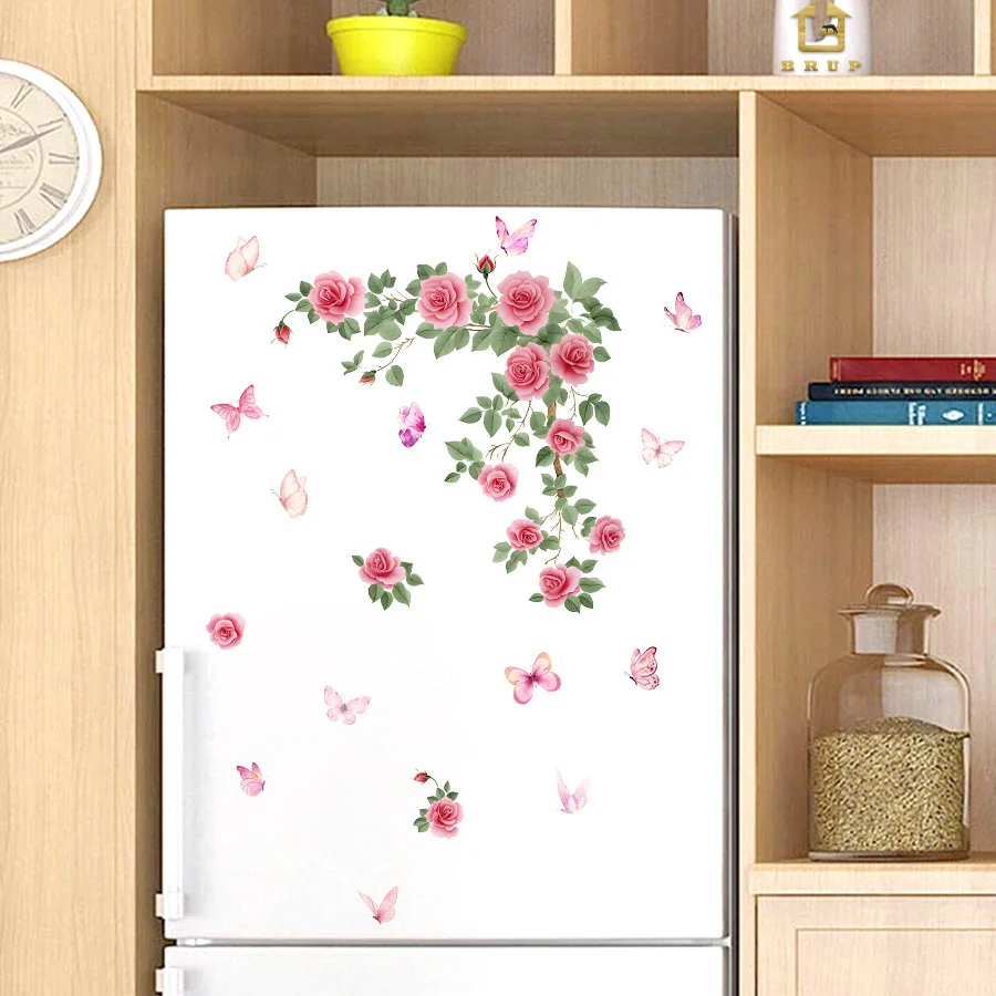 Pegatinas de pared autoadhesivas con flor de mariposa para refrigeradores, dormitorios, gabinetes, decoración del hogar, pegatinas de pared - imagen 2