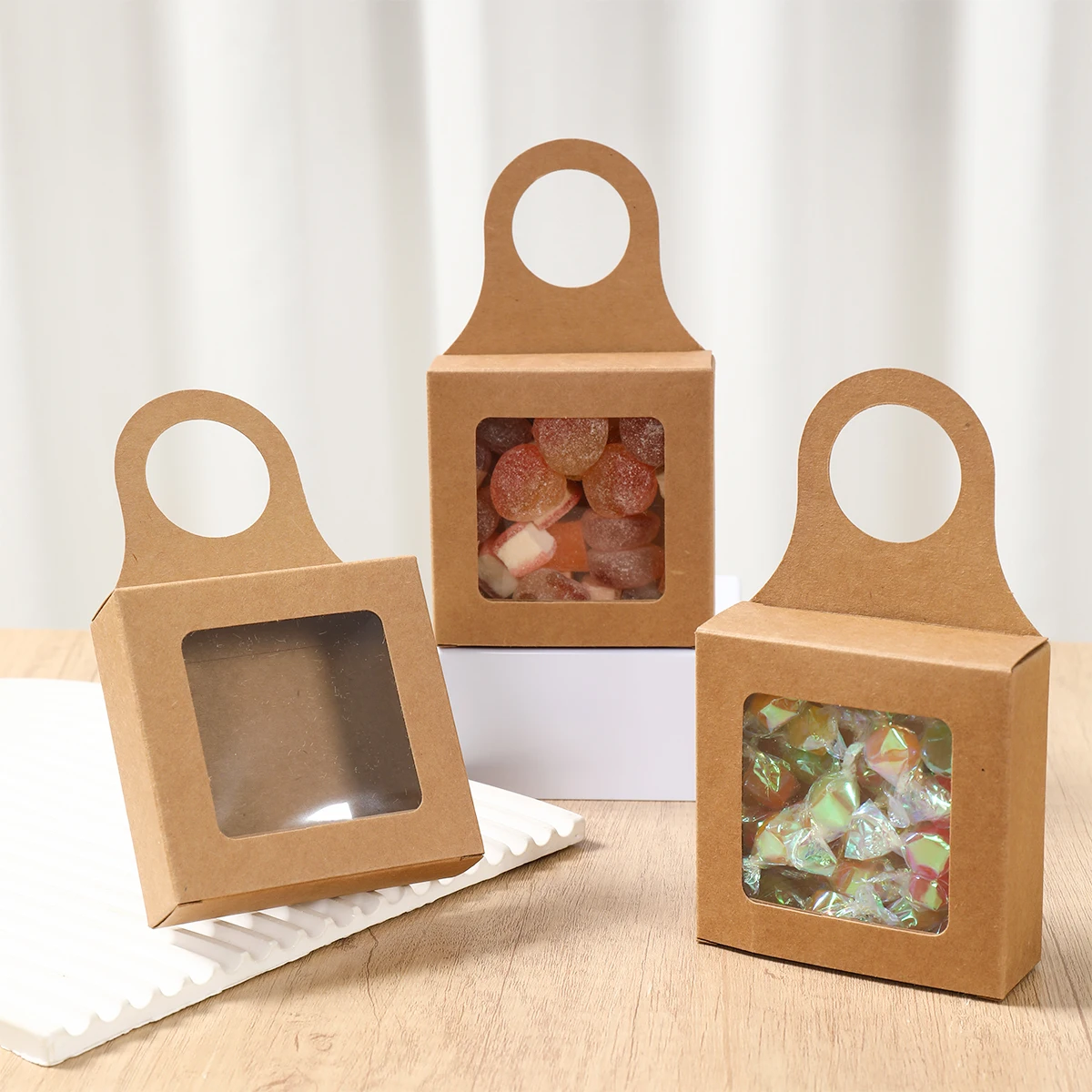 Caja regalo bebé kraft con ventana - empaque premium infantil - imagen 4