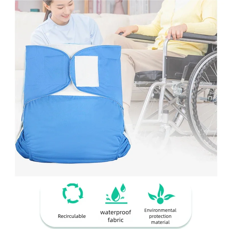 Pañales de tela reutilizables y lavables para adultos: forro de seda helada y ante suave, almohadillas absorbentes con cierre de velcro, diseño de gancho y bucle