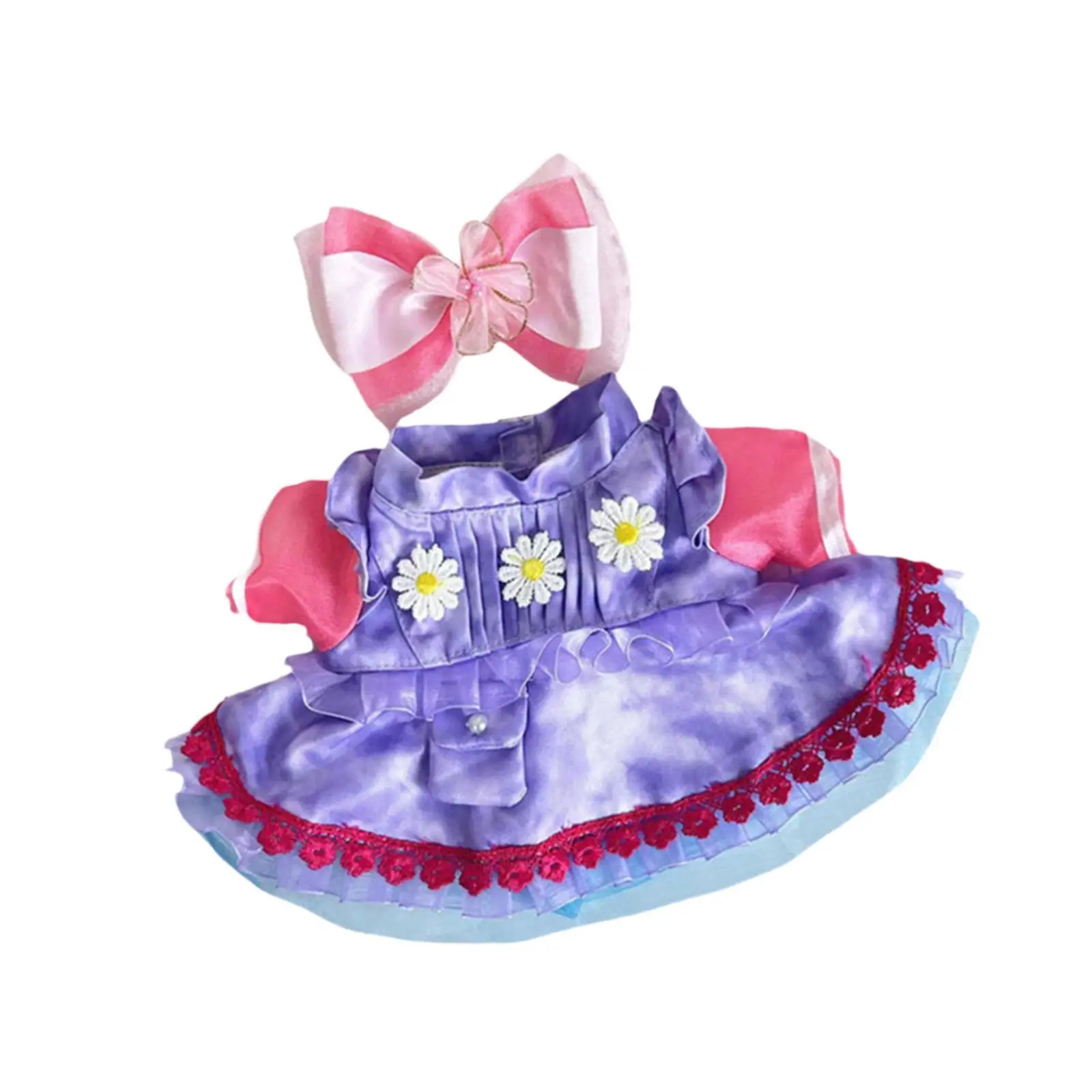 Set of 2 Dress and Bow Hairpin for 38cm Dolls, Ideal for New Year Gifts