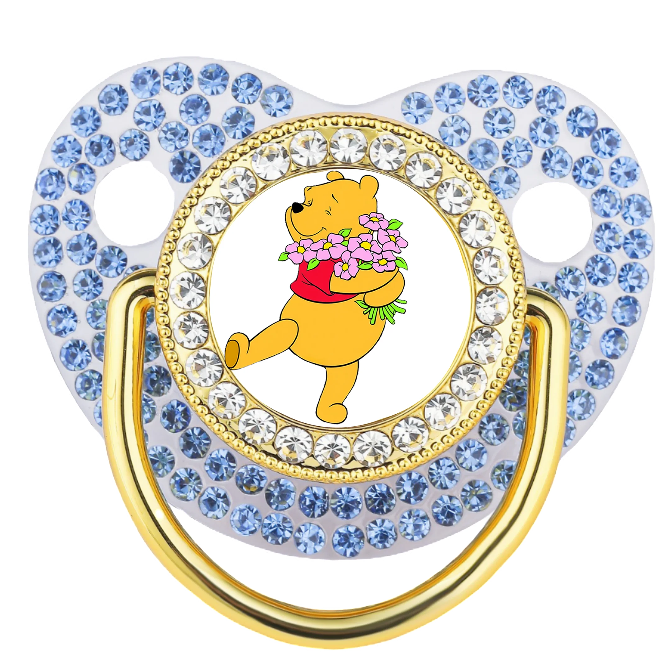 Chupete de bebé de dibujos animados 2025, chupete de bebé lujoso de cristal azul Kawaii, tetina de silicona, regalo para Baby Shower, boca de juego para bebé - imagen 5