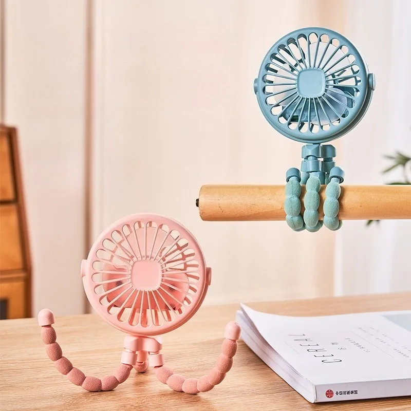 Mini ventilador para cochecito de bebé, ventiladores de mano USB recargables para cuna, accesorios para cochecito, ventilador plegable para exteriores con Clip para bebé - imagen 3