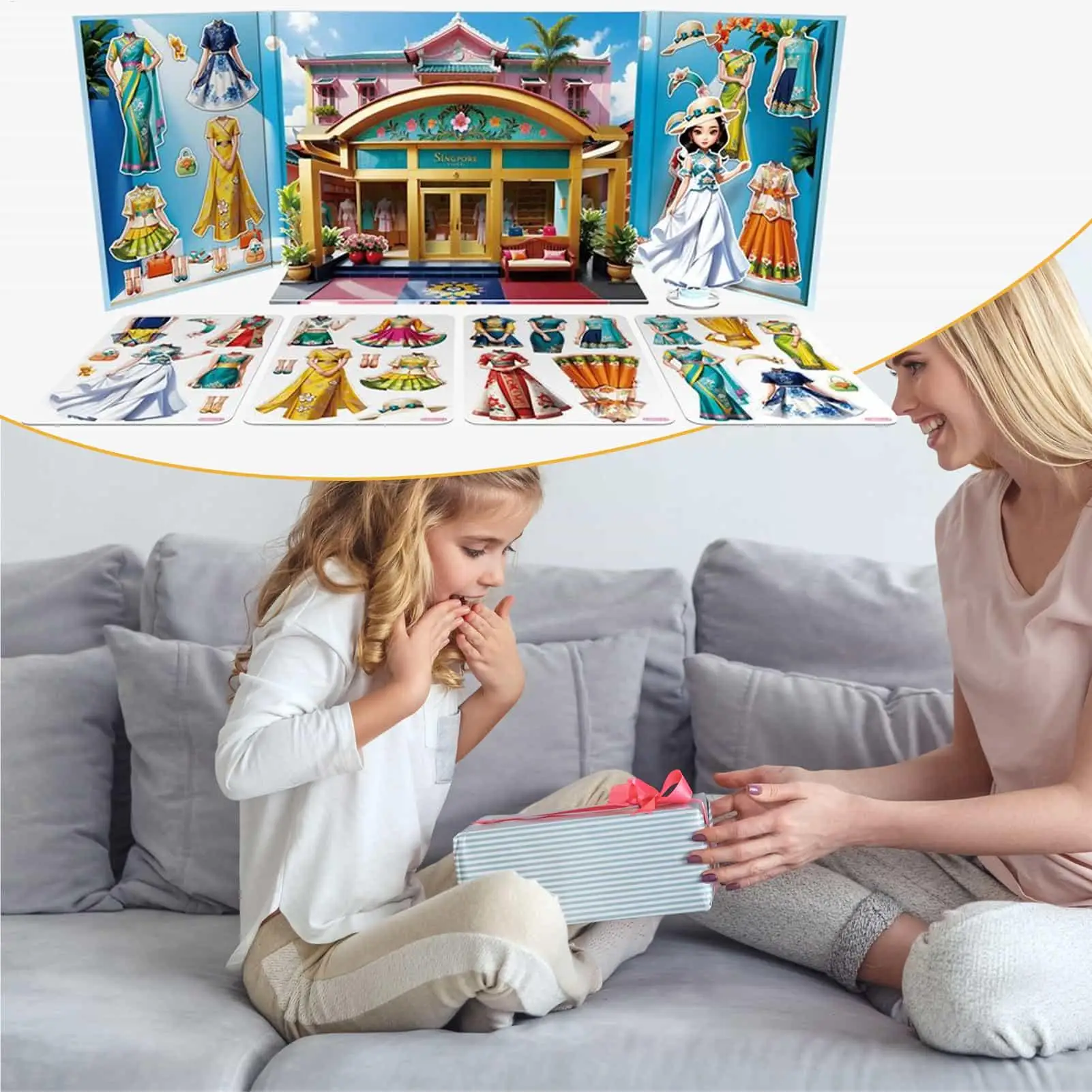 Vestido magnético de princesa, pegatinas de muñecos de papel con imán, juguetes educativos, juego de simulación para niños y niñas, juegos de viaje para fiestas